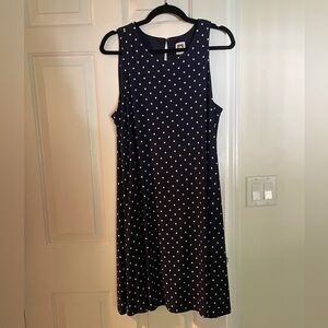 Anne Klein Navy and White Polka Dot Midi Dress